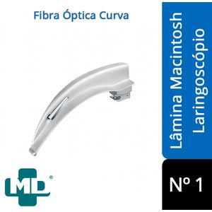 Lâmina Laringoscópio Fibra Ótica LED Curva Nº 1 Macintosh MD