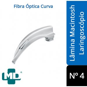 Lâmina Laringoscópio Fibra Ótica LED Curva Nº 4 Macintosh MD