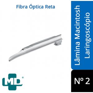 Lâmina Laringoscópio Fibra Ótica LED Reta Nº 2 Miller MD