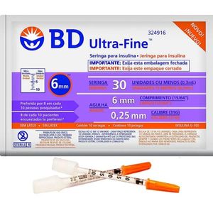 Seringa BD Ultra-Fine 0,3 ml com Agulha 31G 6x0,25mm